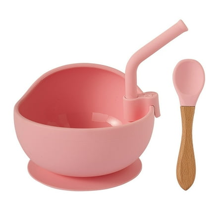 

SIEYIO Baby Silicone Dinner Plate Sucker Bowl with Straw Spoon Set Anti Slip Suction Dish Training Feeding Tableware for Toddle