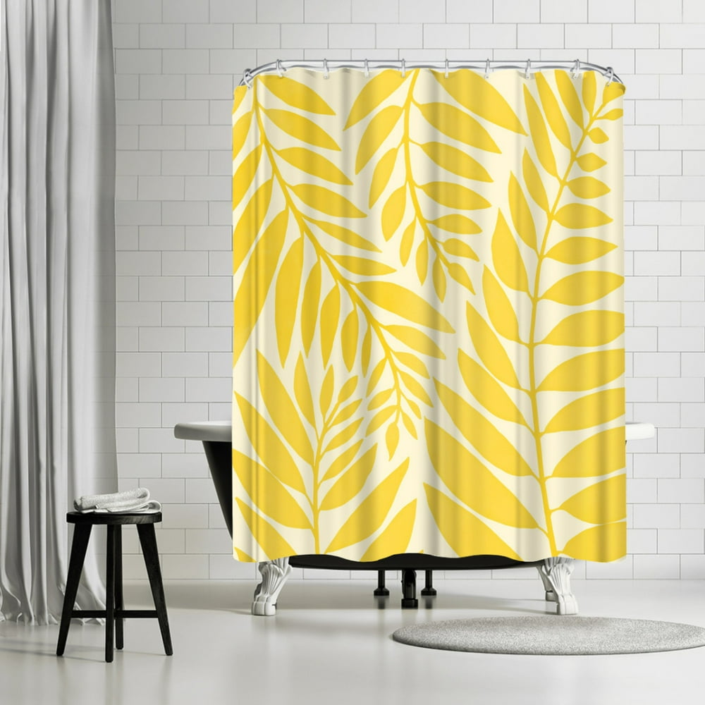 Americanflat Golden Yellow Leaves by Modern Tropical Shower Curtain