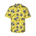thumbnail image 4 of Xecao Honeybee print Hawaiian shirt - a stylish short-sleeve button-down for men, perfect for casual beach and tropical outings., 4 of 9