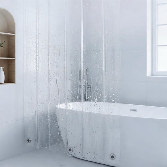 Extra Wide Shower Curtain Liner 70.9 x 70.9 Inch Clear Midweight Bathroom Shower Curtains with Rings and 3 Weighted Magnets, Premium PEVA,