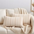 thumbnail image 2 of Unique Bargains Pack of 2 Striped Soft Cozy Cushion Cases Pillow Covers 20" x 12" Apricot, 2 of 7