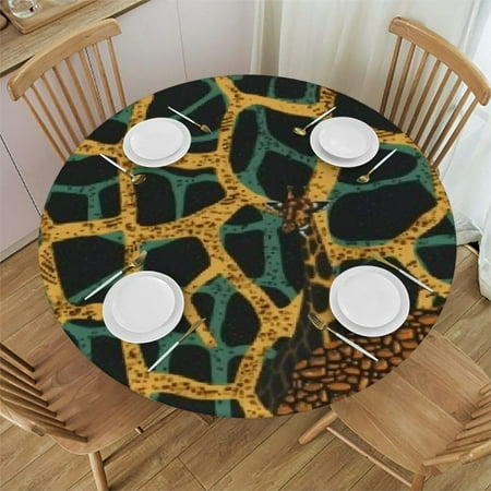

Orinice Giraffe Print Round Table Cover Stain Resistant Washable Indoor Outdoor Tablecloth Kitchen Dining Wedding Parties Picnic Farmhouse 100% Polyester Fiber 38-42