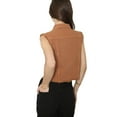 thumbnail image 4 of Womens Distressed Denim Button Up Sleeveless Crop Vest, Brown, Mesium, 4 of 5