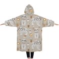 thumbnail image 2 of Oversized Wearable Blanket Hoodie,Cute Shih Tzu Dog and Coffee Pattern Sherpa Blanket Hoodie with Super Pockets,Super Warm Fuzzy Pullover for Women & Men, 2 of 6