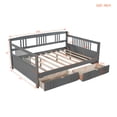 thumbnail image 7 of Full Size Daybed Frame with 2 Drawers, Wooden Sofa Bed for Bedroom Living Room, Wood Low Platform Bed with Storage Drawers, Dual-use Bedroom Furniture, No Box Spring Needed, Gray, 7 of 7