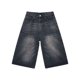 thumbnail image 2 of MKLEKYY Pantalones Cortos de Mezclilla Lavados Retro para Gimnasio para Mujer, Pantalones Capri Sueltos Casuales de Calle para Mujer, 2 of 3