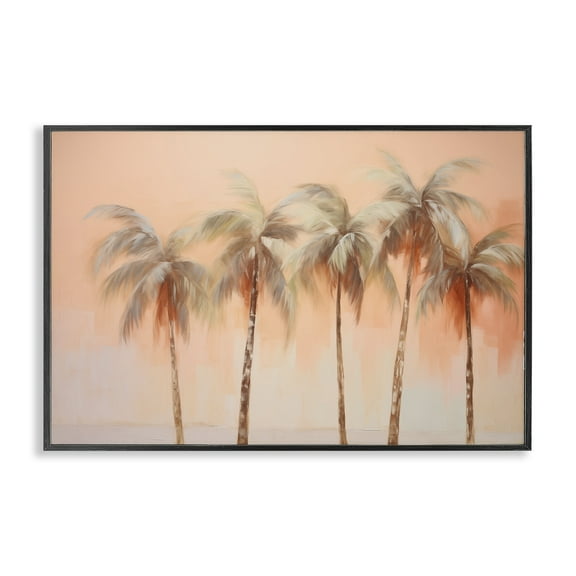 Stupell Industries Soft Palm Tree Lineup Plants & Flowers Painting Black Framed Art Print Wall Art, 18 x 12