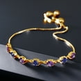thumbnail image 3 of 18K Yellow Gold Plated Silver Purple Amethyst and Pink Lab Grown Diamond Infinity Tennis Bracelet for Women (2.40 Cttw, Gemstone February Birthstone, Round 4.5MM, Fully Adjustable up to 9 inch), 3 of 4