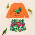 thumbnail image 2 of Boys Two Piece Swimsuit Long Sleeve Cartoon Cute Student Swimsuit For Kids,Little Boys Size 5-6T,Orange, 2 of 6