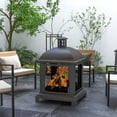 thumbnail image 2 of Outsunny Foyer Extérieur de 26 Pouces avec Tisonnier, Foyer au Bois Style Cheminée, Noir, 2 of 10