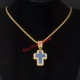 thumbnail image 4 of HOOUN Full Diamond Cross Pendant Punk Fried Dough Twists Chain Necklace Accessories-Silver-Blue, 4 of 4