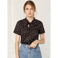 thumbnail image 2 of Unique Bargains Blouse Imprimée à Manches Courtes avec Nœud au Cou pour Femmes, 2 of 6
