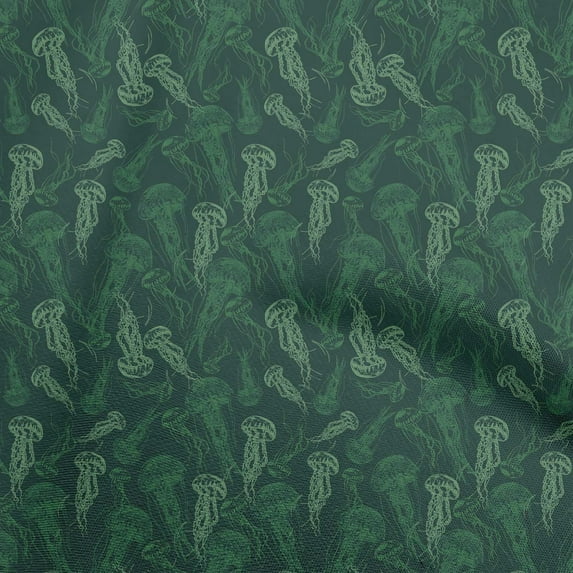 oneOone Cotton Cambric Dark Green Fabric Sea Fabric For Sewing Printed Craft Fabric By The Yard 42 Inch Wide