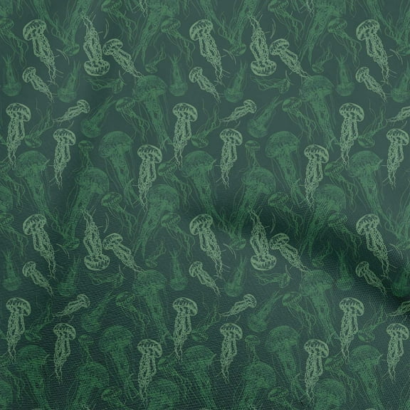 oneOone Cotton Jersey Dark Green Fabric Sea Sewing Fabric By The Yard Printed Diy Clothing Sewing Supplies 58 Inch Wide