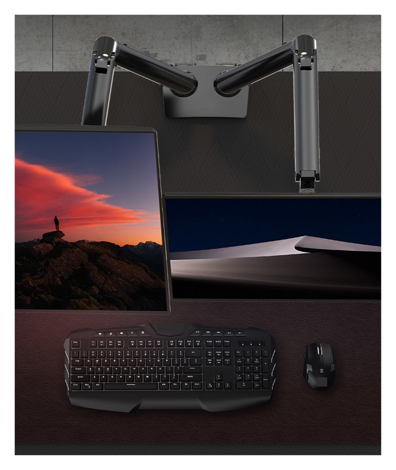 Mechanical Spring Arm 27-34 Inch Dual Arc Screen Desktop Monitor Holder 5-16kgs Ultra Wide Monitor Mount With USB Port ,Flexible and Strong Support
