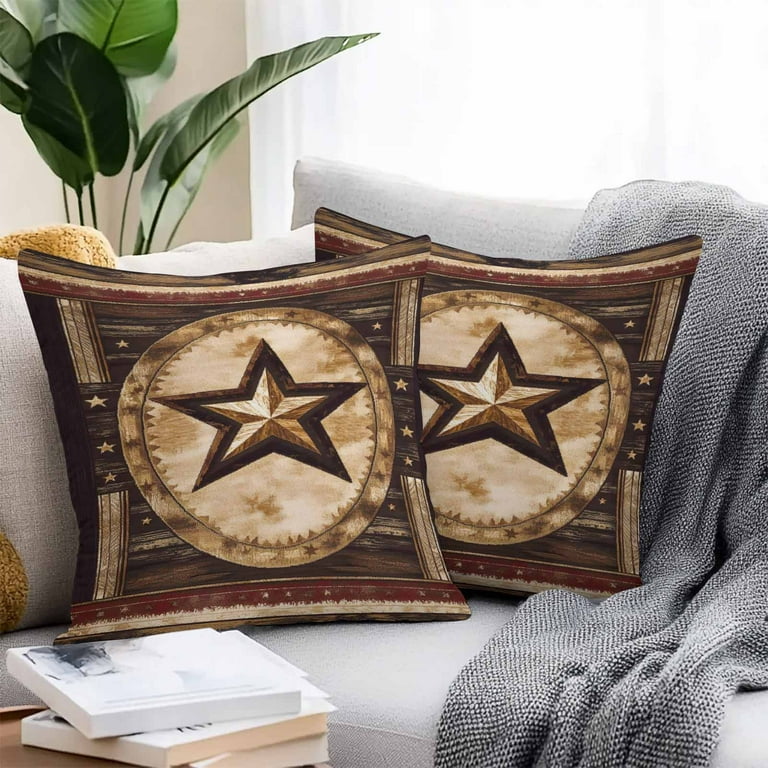Waterproof Throw Pillow Covers Set of 2, 20x20 Inch Vintage Brown