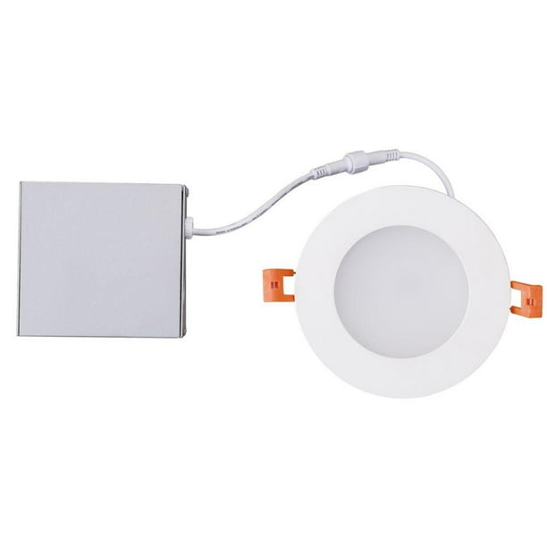 Downlight Encastré à Panneau Mince Blanc à LED de 4 Pouces avec Jonction, Blanc Chaud 3000K, Dimmable-ENERGY STAR®