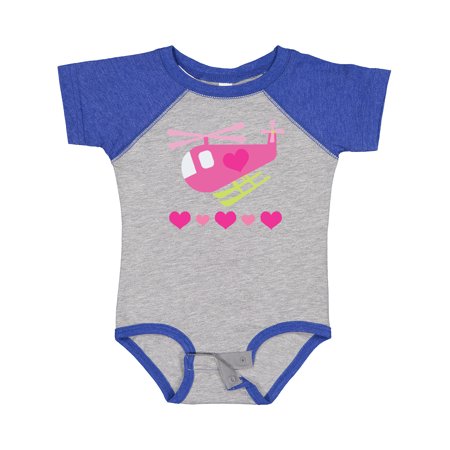 

Inktastic Valentine Pink Heart Helicopter Gift Baby Boy or Baby Girl Bodysuit