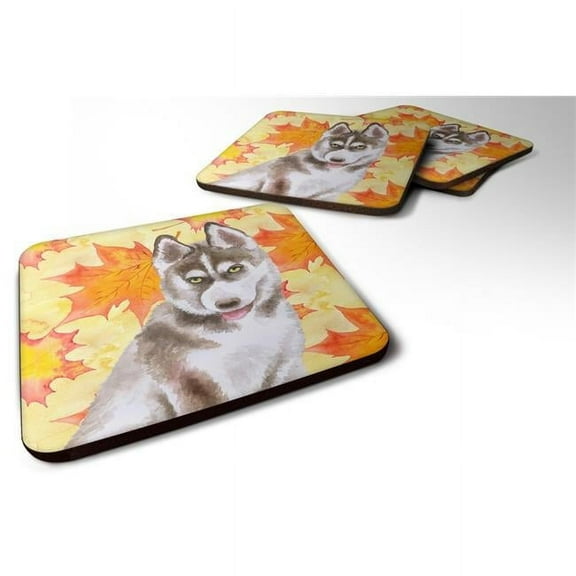 Siberian Husky Grey Fall Foam Coaster, 3.5 x 3.5 in. - Set of 4