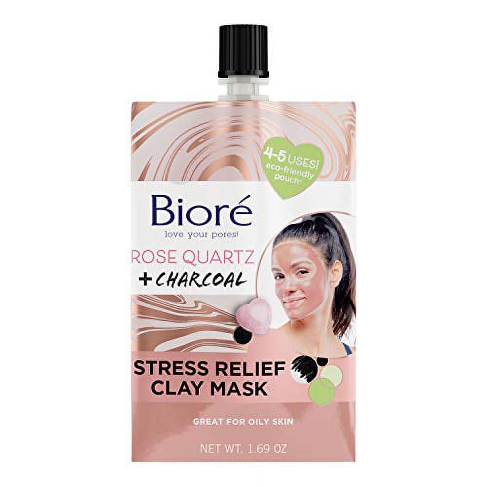 BiorÃ© Rose Quartz + Charcoal Stress Relief Clay Mask, Purifying Face Mask, 1.69 Ounce, Dermatologist Tested, Noncomedogenic, Oil Free, Vegan Friendly, Cruelty Free