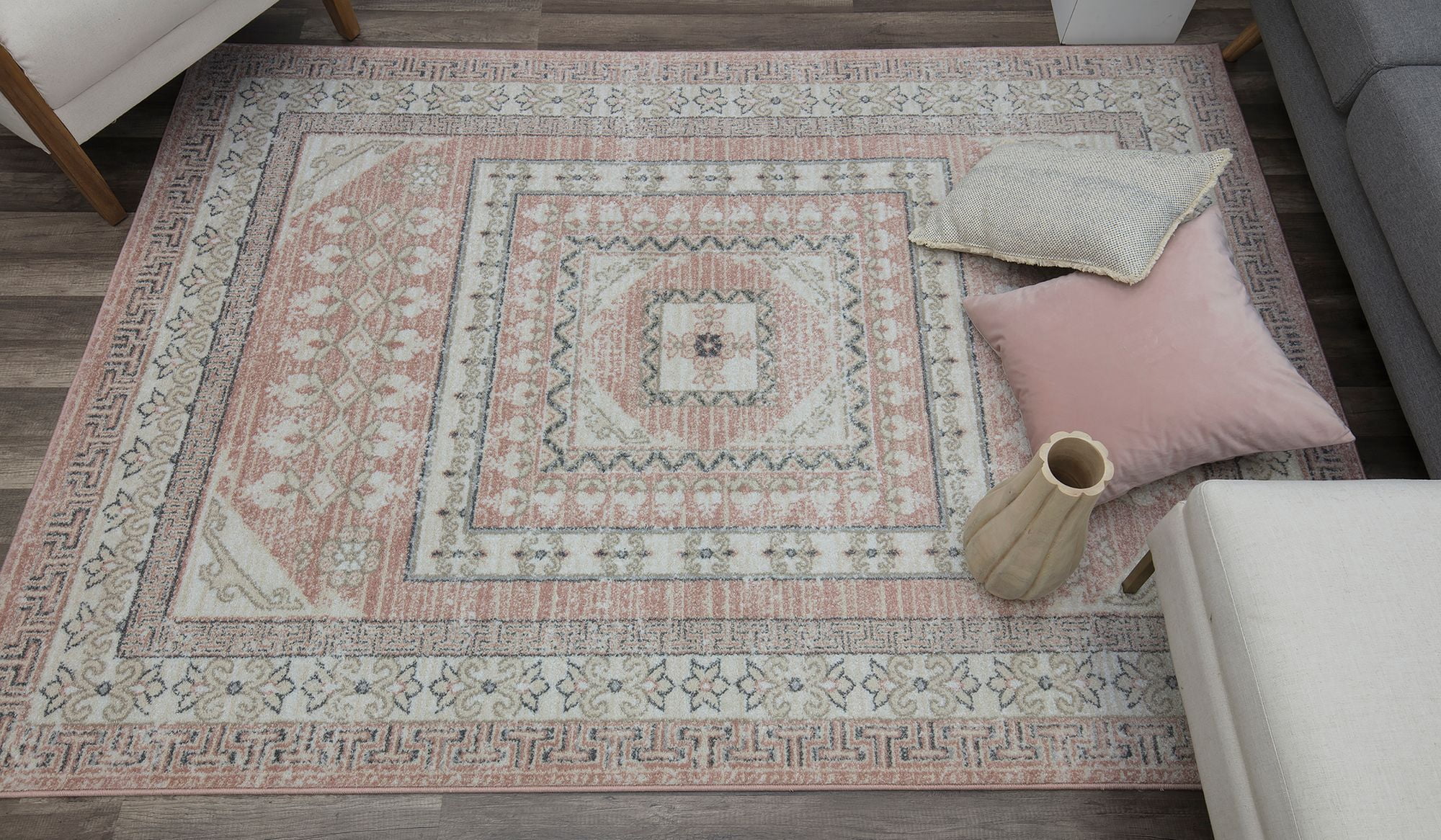 Harper HY40A Carnation Transitional Vintage Pink Area Rug, 8'x10'