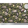 thumbnail image 2 of Soimoi Black Rayon Crepe Fabric Reindeer & Squirrel Clip Art Print Fabric by the Yard 46 Inch Wide, 2 of 3