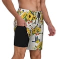 thumbnail image 2 of Kdxio Bird Sunflowers Print Men's Swim Trunks with Compression Liner 7 Inch Inseam Quick Dry Swim Shorts, 2 of 7