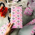 thumbnail image 6 of Pink Sugar Skull Wrapping Paper Roll, Day of The Dead Wrapping Paper, Colorful Gothic Mexican Skull Floral Gift Wrap for Halloween, Birthday Christmas Nightmare Holiday (17 Inch X 33 Feet), 6 of 14