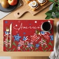 thumbnail image 2 of Independence Day Placemats Set of 4, 4th of July Red Striped Stars Patriotic Placemats for Dining Table, Place Mats for Kitchen Tabletop, Waterproof Wipeable Dining Table Mats Set, 2 of 9