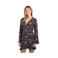 thumbnail image 1 of Hurley Womens Long Sleeve Wrap Dress, blkfl, XS, 1 of 2