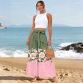 thumbnail image 4 of Women’s Casual Pants Flared Leg Wide Leg with Ties Ruffle Harem Palazzo Pants with Pockets Pink L, 4 of 5