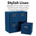 thumbnail image 4 of BirdRock Home Navy Linen Cube Organizer Shelf with 4 Storage Bins – Strong Durable Foldable Shelf – Kid Toy Clothes Towels Cubby – Collapsible Bedroom Fabric Shelves and Cubes, 4 of 6