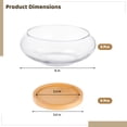 thumbnail image 2 of 6 Pcs Glass Bowl Planter Set, 6 in Hydroponics Vase with Natural Wood Trays, Transparent Plant Growing Container, Decorative Terrarium for Water Plants, Succulents, Home Decor, 2 of 6