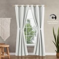 thumbnail image 4 of Jessica Simpson Faye Geometric Grommet Window Curtains with Tiebacks, Silver, 38" x 84", 4 of 6