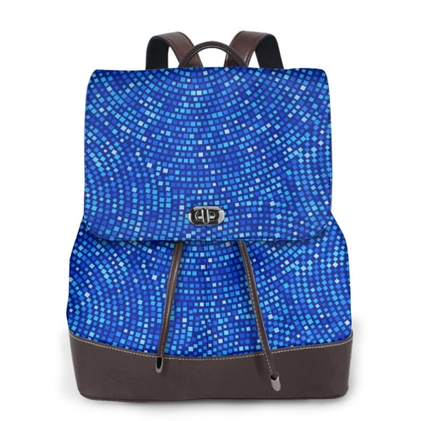 Fotbe Blue Circles Mosaic Mochila Bolso con Estampado para Mujer, Mochila Antirrobo de Nylon Impermeable, Bolsa Ligera de Hombro