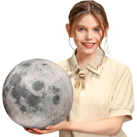 Ultra-ealistic 3D Planet,Moon,Earth,The Sun,Pillow Plush Toys,for Kids Teens Adults, for Teachers and Parents, Educational Toy Learning, 10.6 in (The Moon)