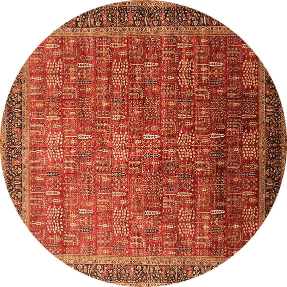 Ahgly Company Indoor Round Oriental Orange Industrial Area Rugs, 3' Round