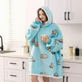 thumbnail image 2 of HBlife Oversized Wearable Blanket Hoodie for Adult, Thick Sherpa Sweatshirt with Elastic Sleeves and Giant Pockets Super Warm and Cozy Fuzzy Plush Fleece Blanket Jacket, Sloths, 2 of 7