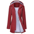 thumbnail image 1 of Gabardina impermeable LOMON con capucha larga para mujer, 1 of 3