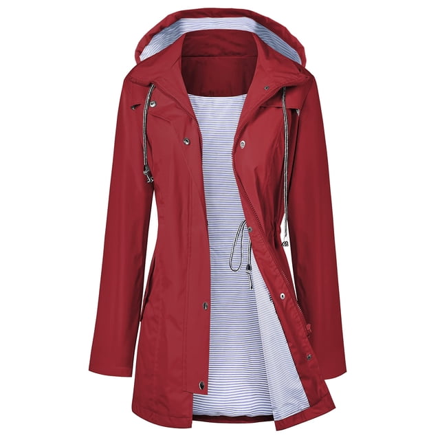 Gabardina impermeable LOMON con capucha larga para mujer