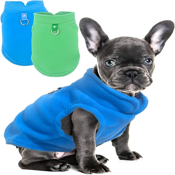 TELOLY 2 Pack Dog Sweater with Leash Ring Winter Warm Pet Sweater Thick Clothes Coat Fleece Dog Sweaters for Small Dogs Girl Boy for Chihuahua French Bulldog Dachshund