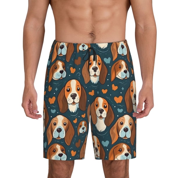 Fotbe Cute Puppy Pantalones Cortos de Pijama para Hombre, Ropa de Dormir, Pantalones de Pijama Cortos para Hombre-4X-Large
