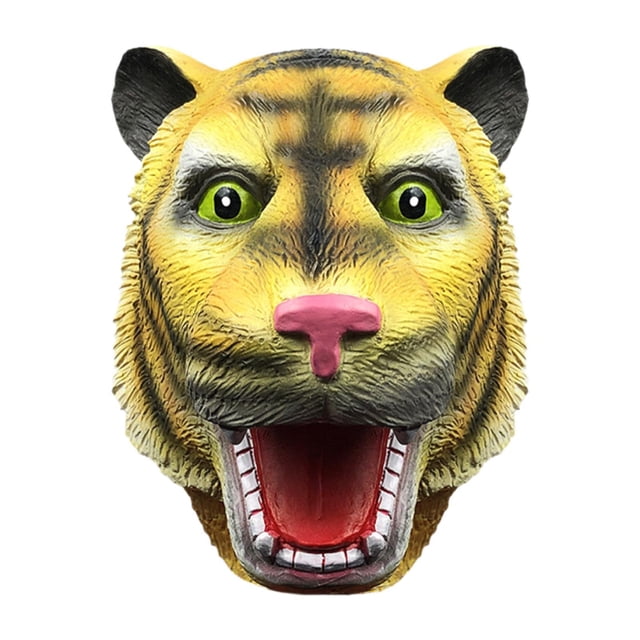 Tiger en forma de máscara de máscara en forma de cabeza divertidas funciones creativas que juegan cosplay de Halloween