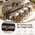 thumbnail image 5 of Ktaxon Mid-Century Modern 84" Bar Table and Chairs Set for 4~6, Pub Set for 4 with PU Padded Barstools Swivel Stool Dining Table Set, Modern Dining Set for 4, Gray Oak, 5 of 9