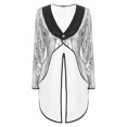 thumbnail image 3 of Aislor Women's Shiny Sequin Magician Dress Circus Ringmaster Steampunk Tailcoat Jacket Halloween Party Costume Silver 3XL, 3 of 7