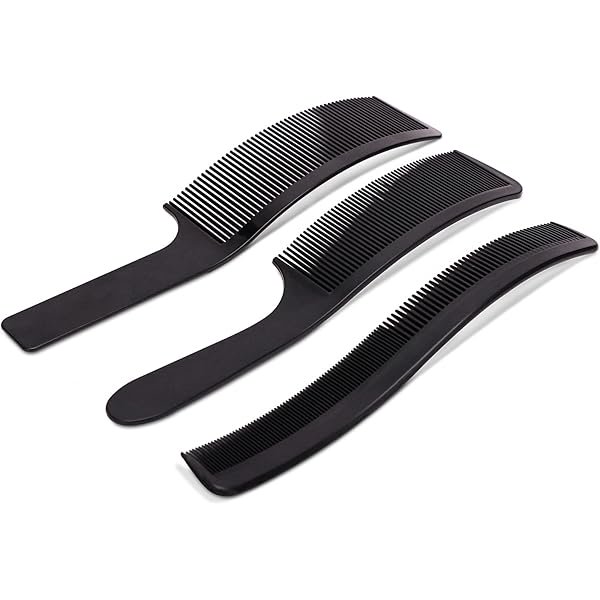wonim44 Curved Barber Comb for Salon Hairdressing, 3pcs Clipper Combs - Black