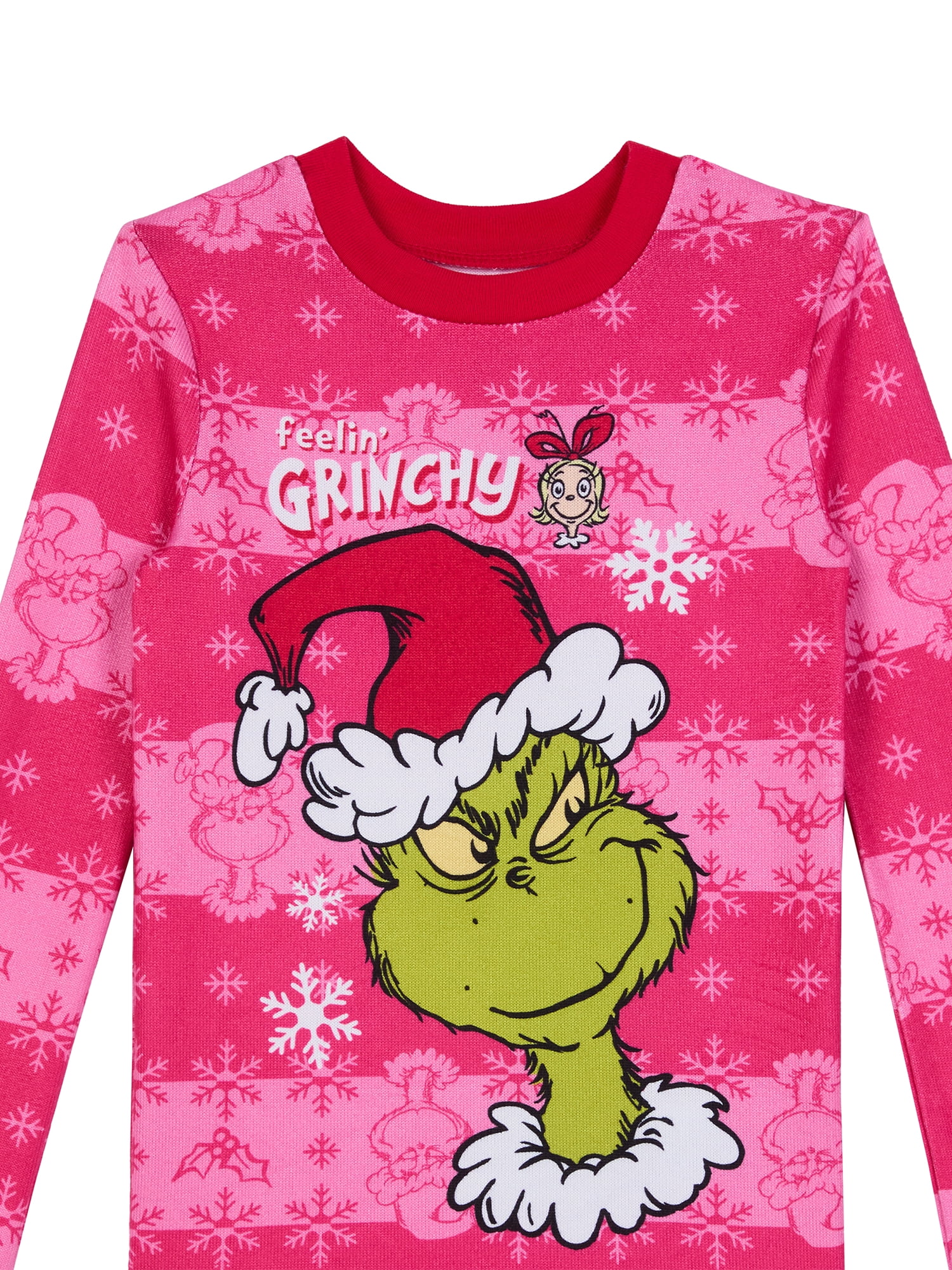 Grinch Girls Long Sleeve Snug Fit Top and Pant Pajama Set, 2-Piece, Sizes 4-10