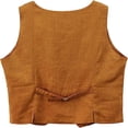 thumbnail image 2 of CHOK Womens Pure Linen Sleeveless Button Down V Neck Crop Top Summer Vest Waistcoat, 2 of 6
