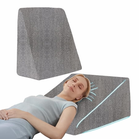 Wedge Cushion, Orthopedic Wedge Pillow, Neck Pain, Acid Reflux, Charcoal Color - 20 X 19.5 X 10 Inch | For Snoring, Gerd, Leg Elevation & Pregnancy | High-Resilience Memory Foam Pillow