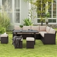 thumbnail image 3 of AECOJOY 7 Piece Patio Conversation Set, Outdoor Sectional Sofa Rattan Wicker Dining Furniture in Beige, 3 of 9
